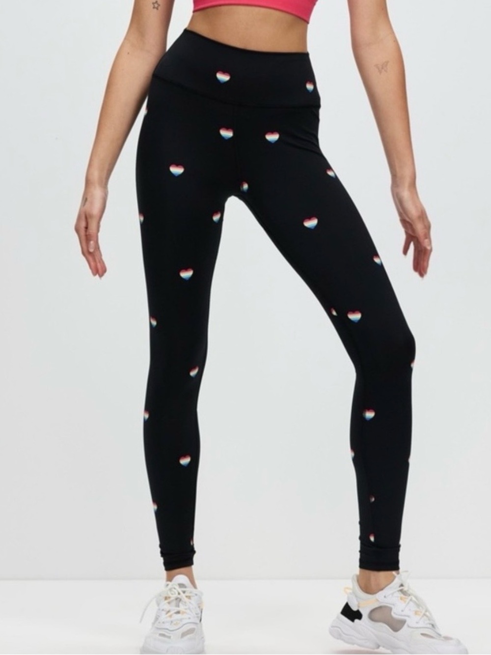 Spiritual Gangster Black Rainbow Heart Leggings